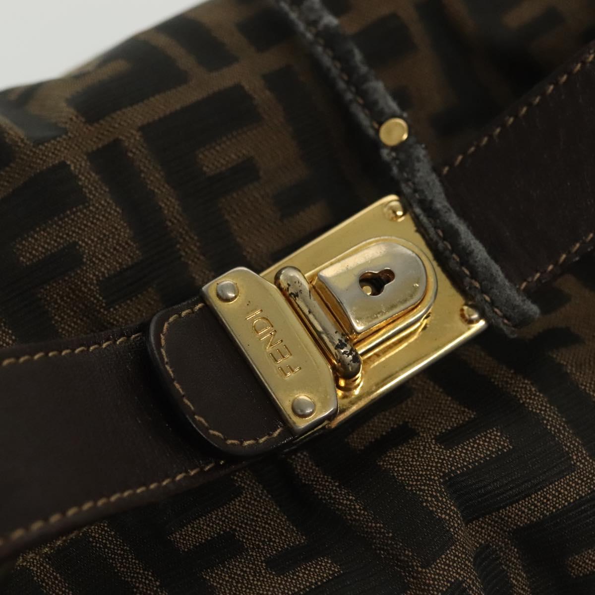FENDI Zucca Canvas Vanity Pouch Black Brown Auth 129688