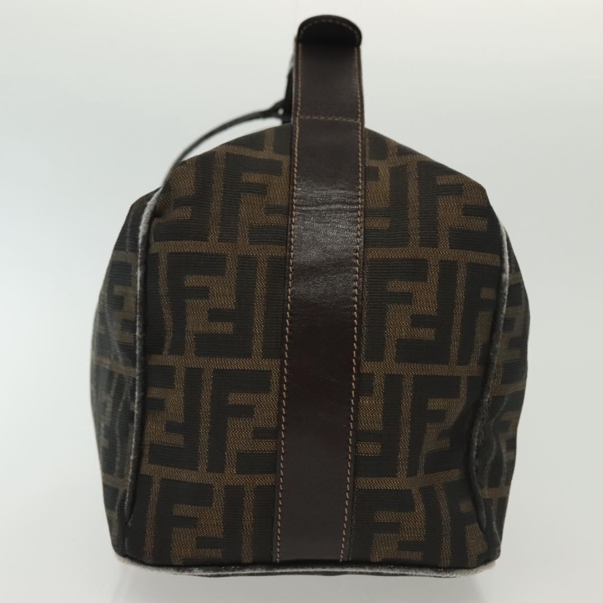 FENDI Zucca Canvas Vanity Pouch Black Brown Auth 129688