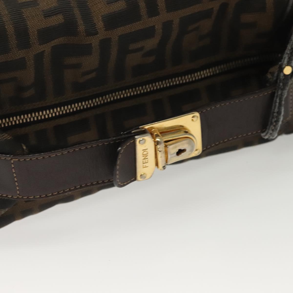 FENDI Zucca Canvas Vanity Pouch Black Brown Auth 129688