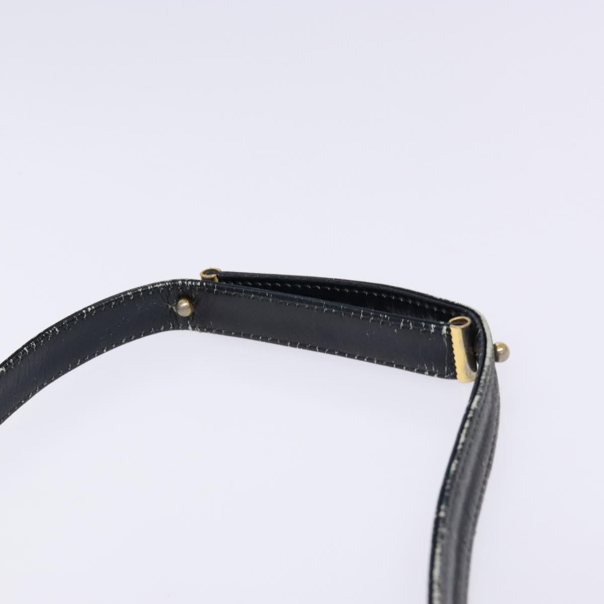 Christian Dior Trotter Canvas Shoulder Bag Navy Gold Auth 129696