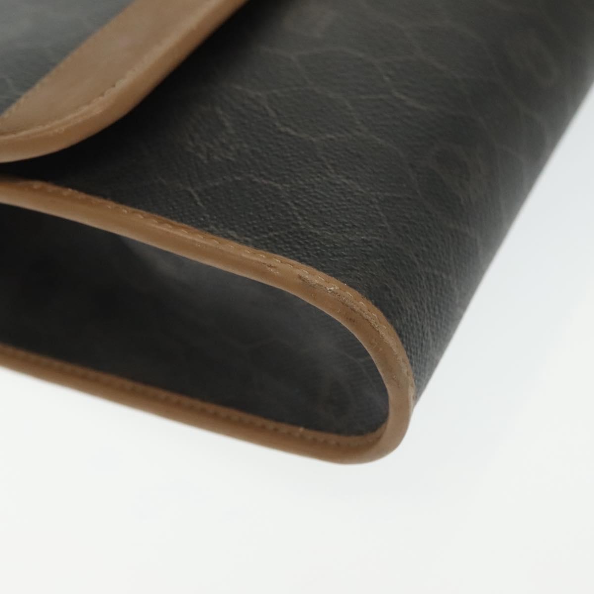 Christian Dior Honeycomb Canvas Chain Shoulder Bag PVC Black Gold Auth 129697