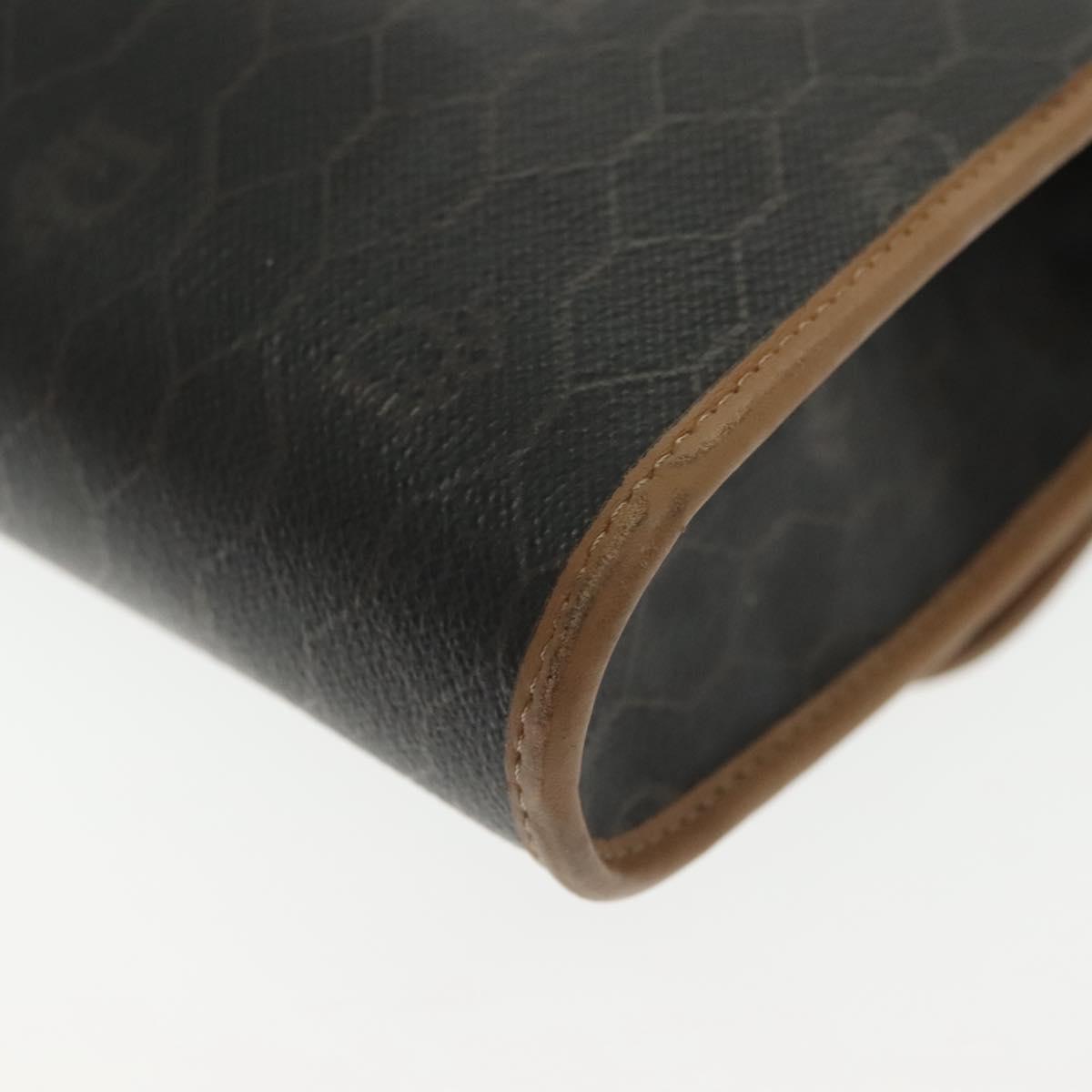 Christian Dior Honeycomb Canvas Chain Shoulder Bag PVC Black Gold Auth 129697