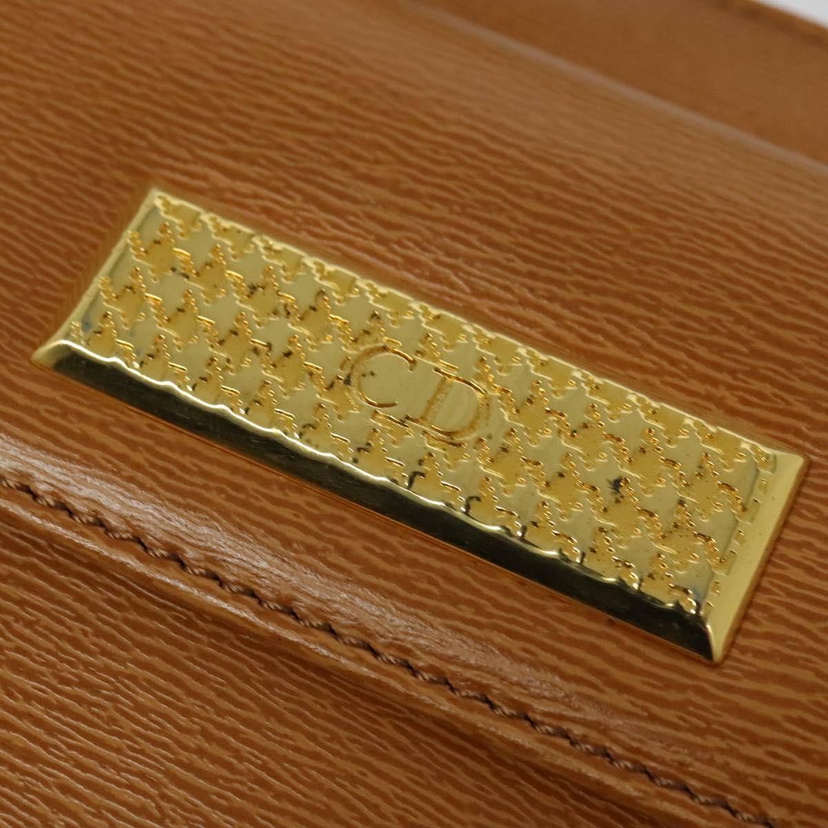 Christian Dior Hand Bag Leather 2way Brown Gold Auth 129698