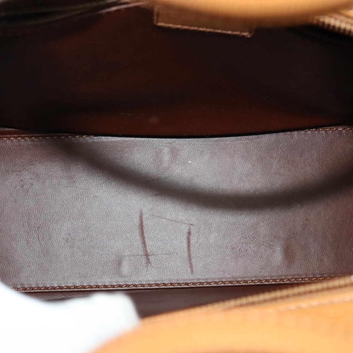 Christian Dior Hand Bag Leather 2way Brown Gold Auth 129698