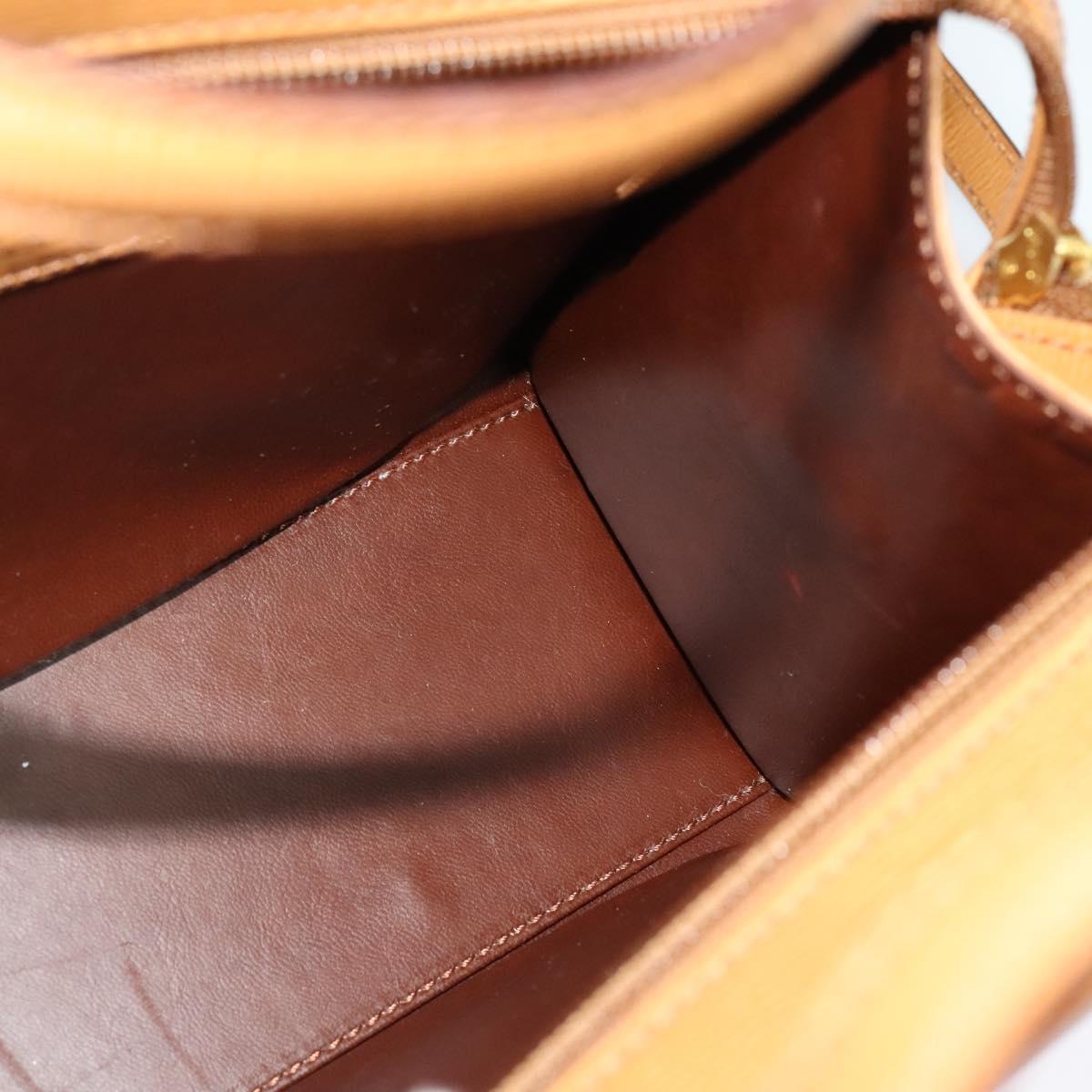 Christian Dior Hand Bag Leather 2way Brown Gold Auth 129698