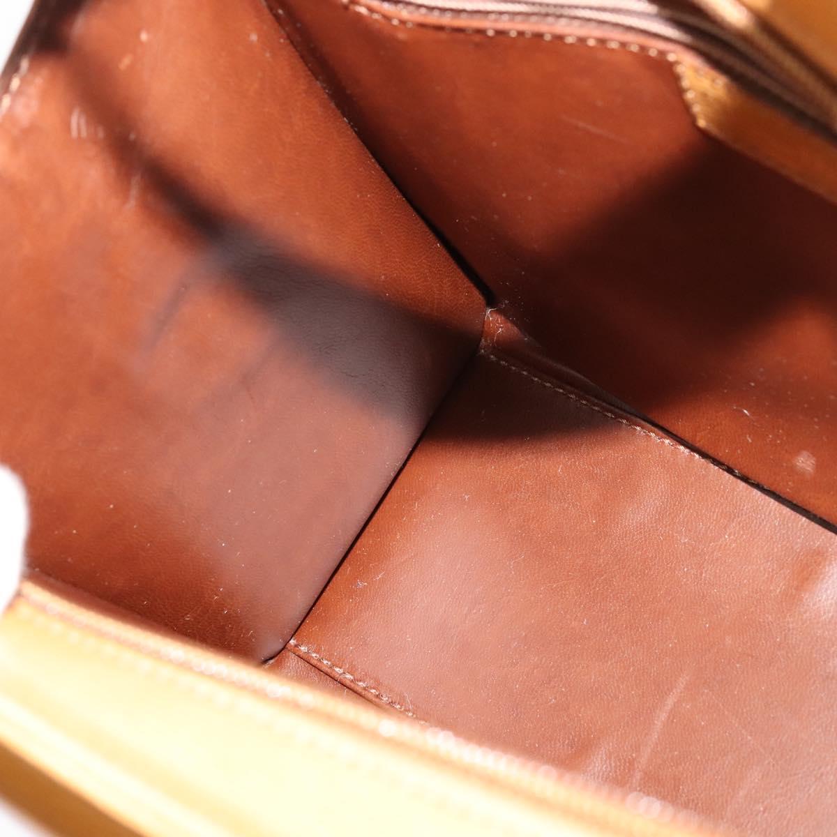 Christian Dior Hand Bag Leather 2way Brown Gold Auth 129698