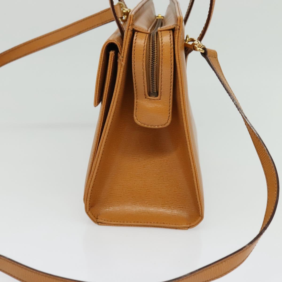 Christian Dior Hand Bag Leather 2way Brown Gold Auth 129698