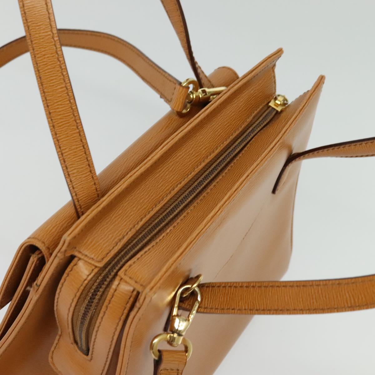 Christian Dior Hand Bag Leather 2way Brown Gold Auth 129698