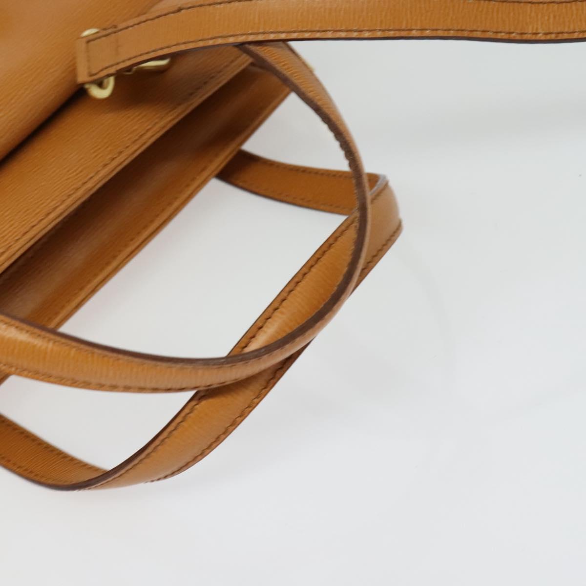 Christian Dior Hand Bag Leather 2way Brown Gold Auth 129698