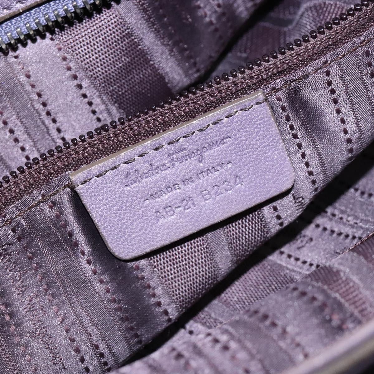 Salvatore Ferragamo Gancini Hand Bag Leather Purple Auth 129700