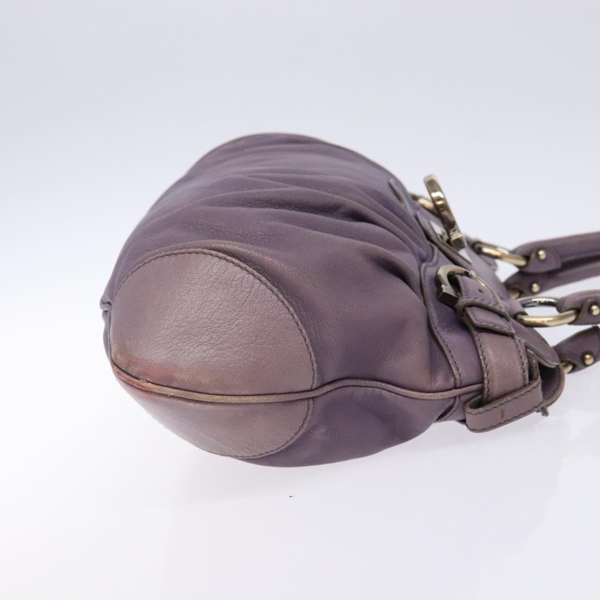 Salvatore Ferragamo Gancini Hand Bag Leather Purple Auth 129700