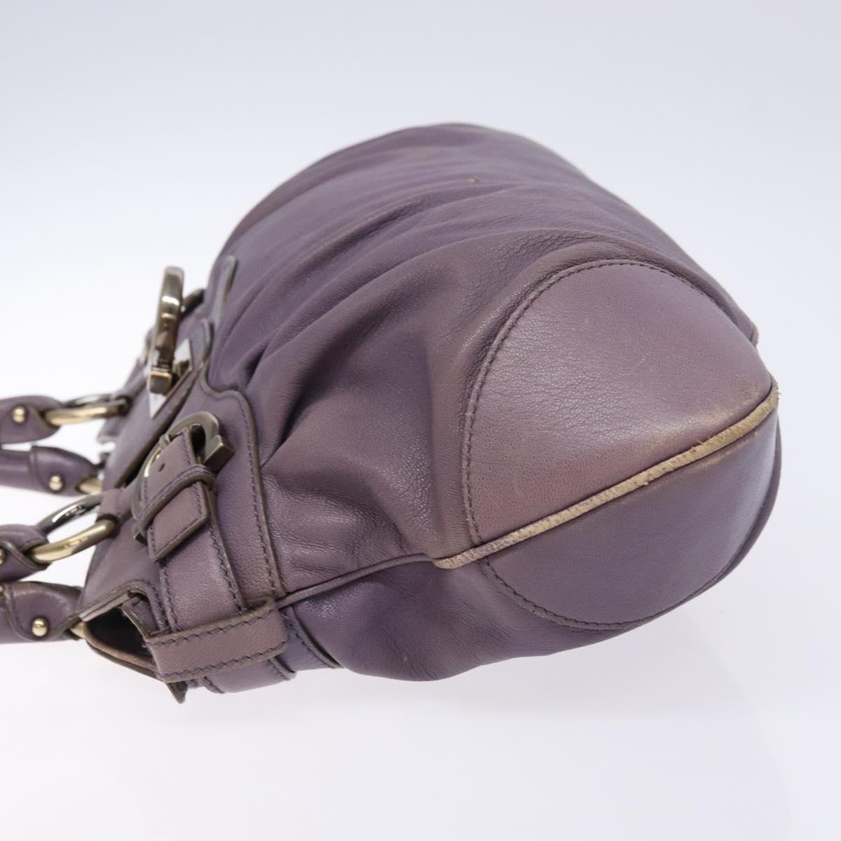 Salvatore Ferragamo Gancini Hand Bag Leather Purple Auth 129700