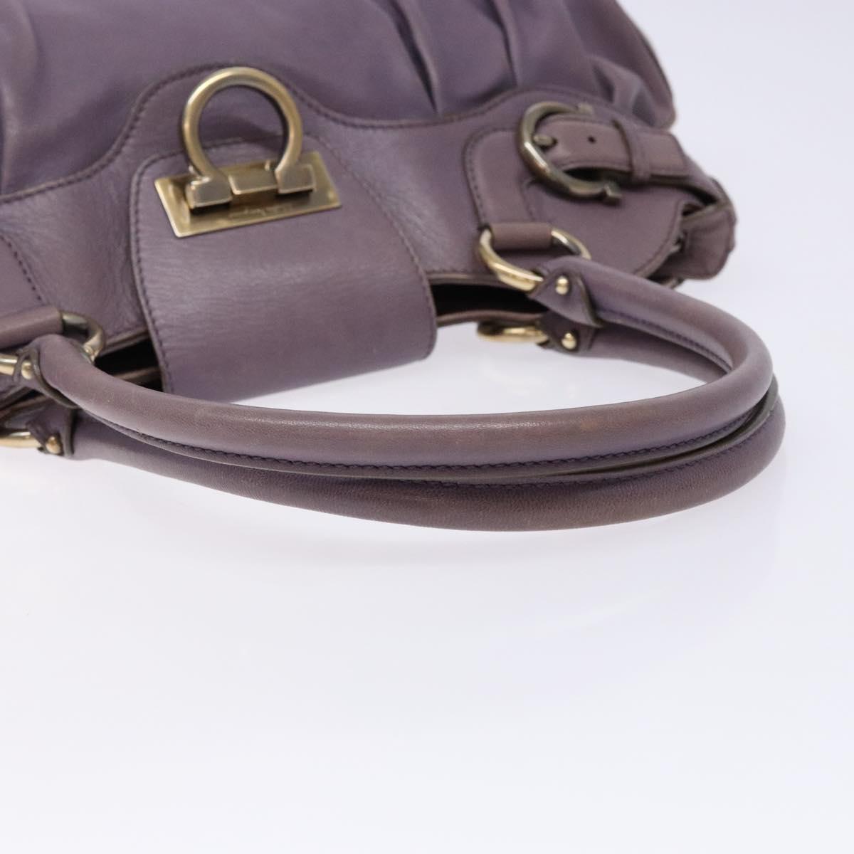 Salvatore Ferragamo Gancini Hand Bag Leather Purple Auth 129700