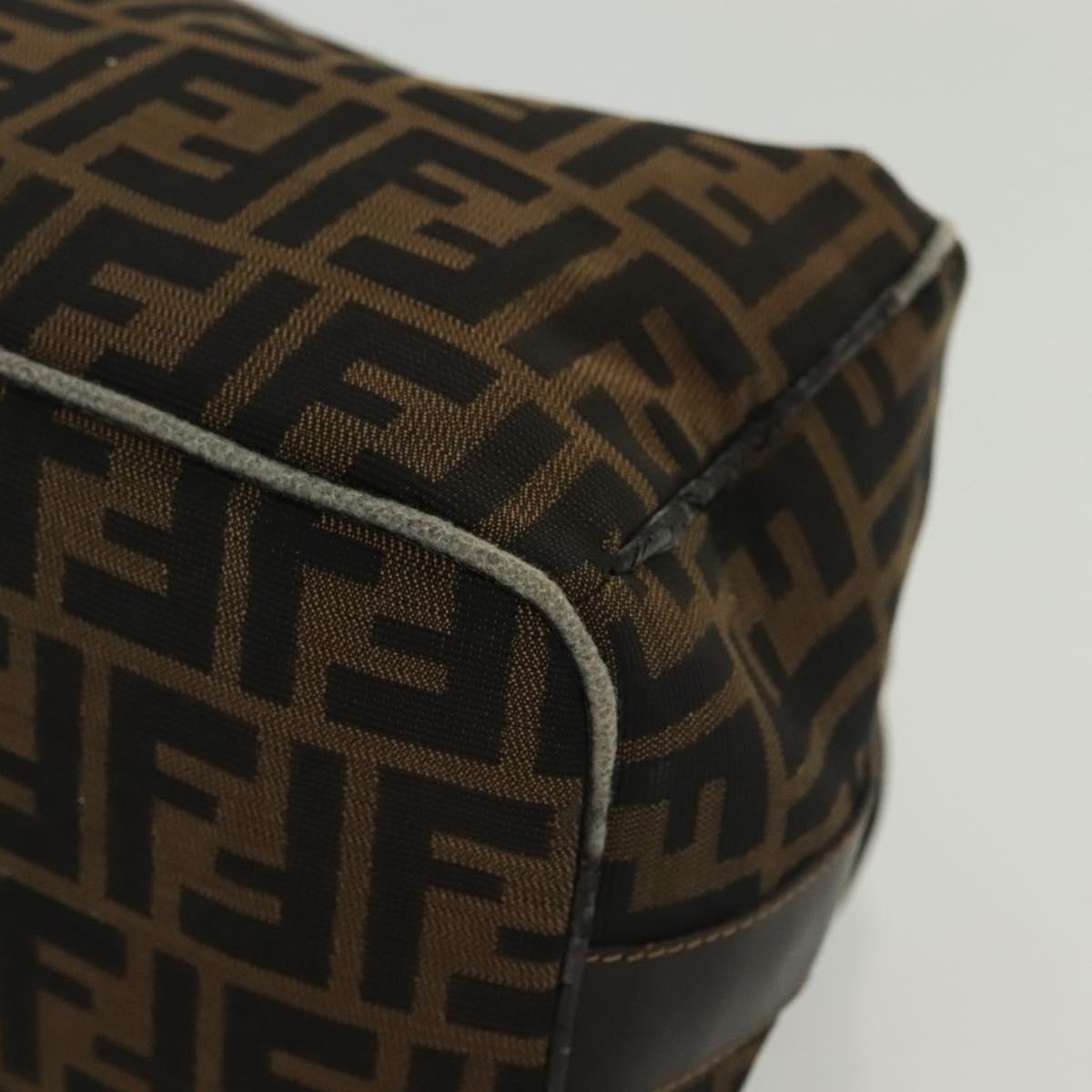 FENDI Zucca Canvas Vanity Pouch Black Brown Auth 129702