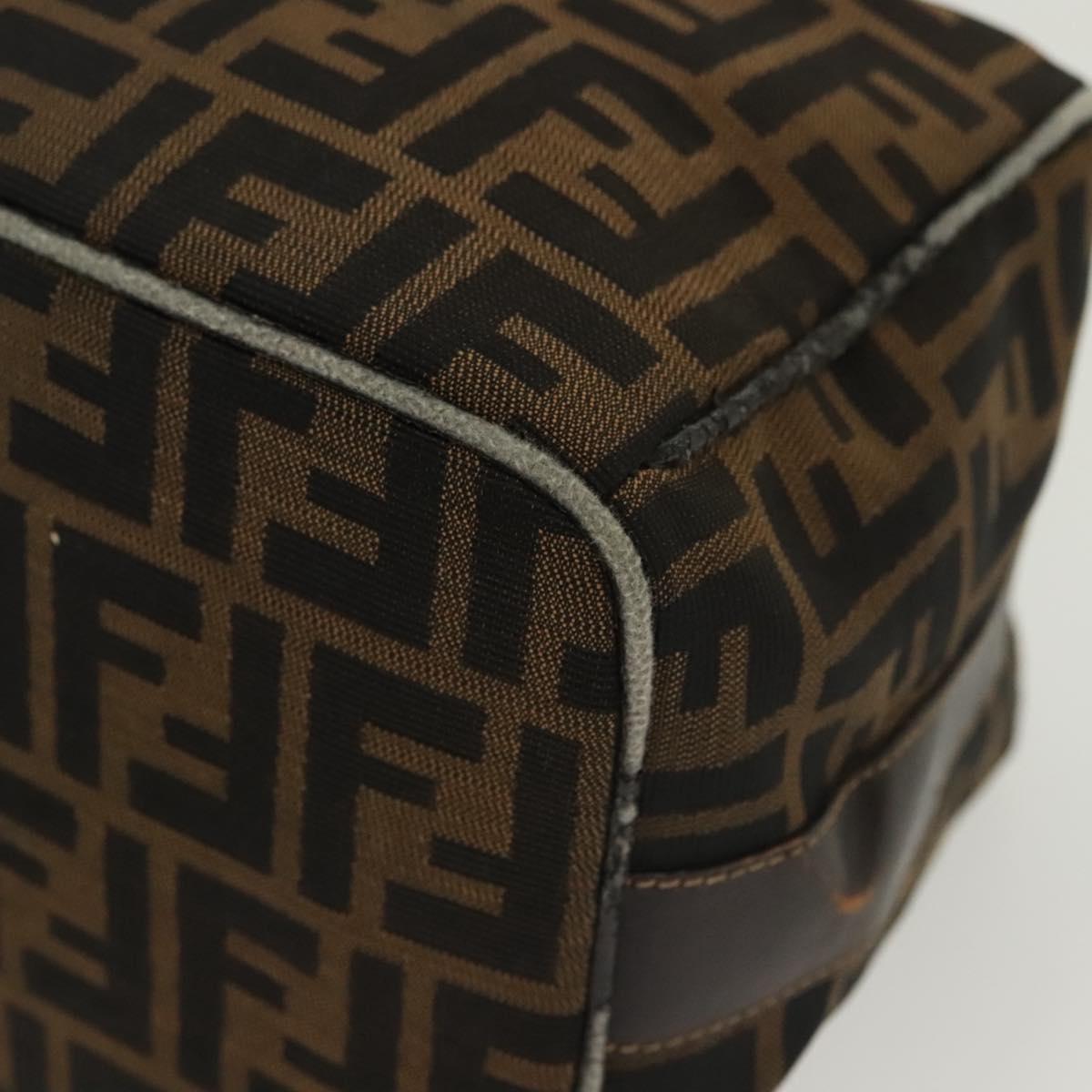 FENDI Zucca Canvas Vanity Pouch Black Brown Auth 129702