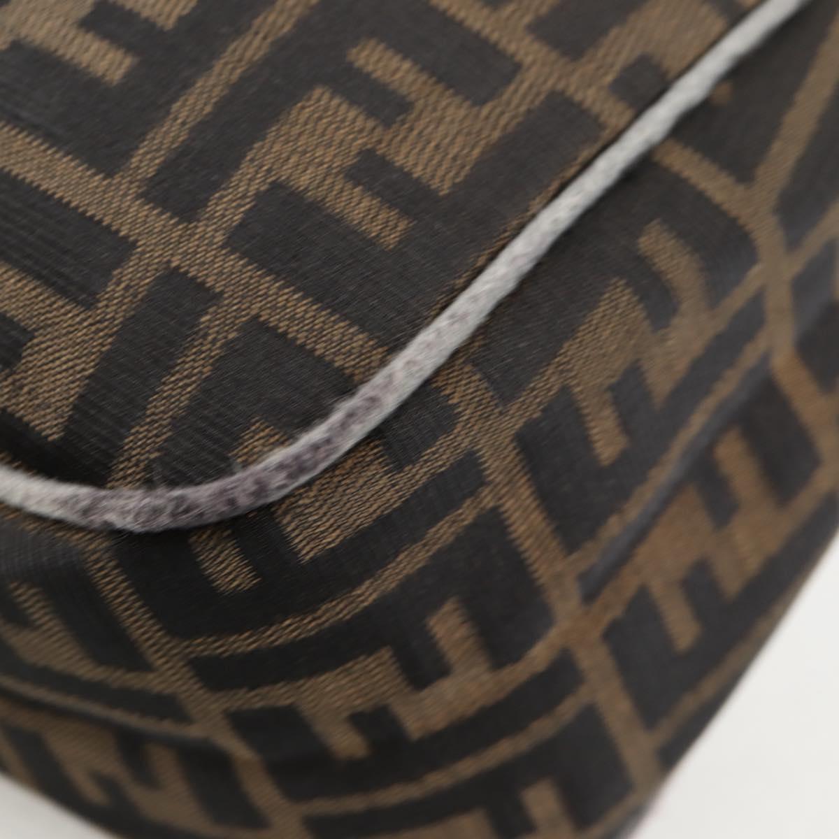 FENDI Zucca Canvas Shoulder Bag Black Brown gold Auth 129703
