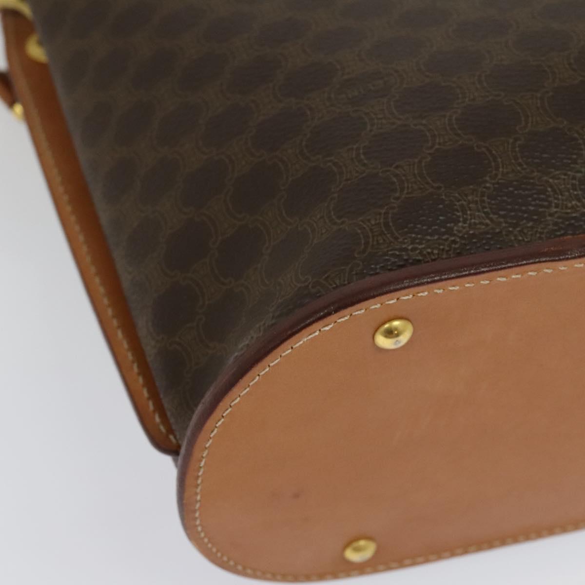 CELINE Macadam Canvas Shoulder Bag PVC Leather Brown Gold Auth 129705