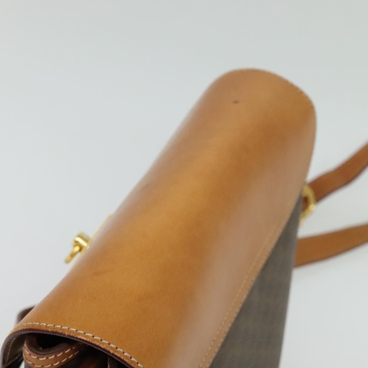 CELINE Macadam Canvas Shoulder Bag PVC Leather Brown Gold Auth 129705