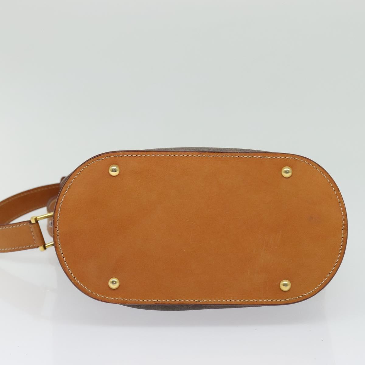 CELINE Macadam Canvas Shoulder Bag PVC Leather Brown Gold Auth 129705