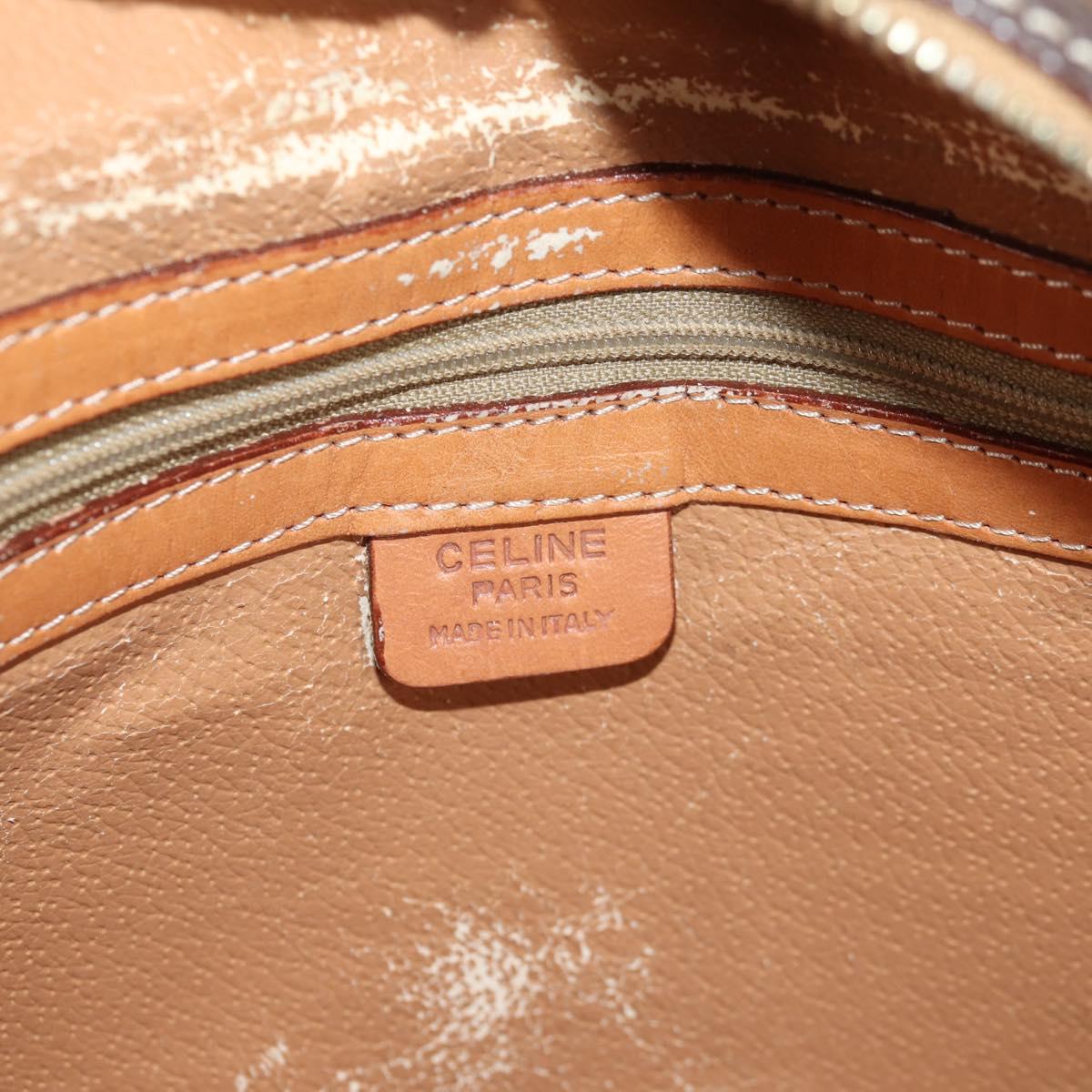 CELINE Macadam Canvas Tote Bag PVC Leather Brown Gold Auth 129707