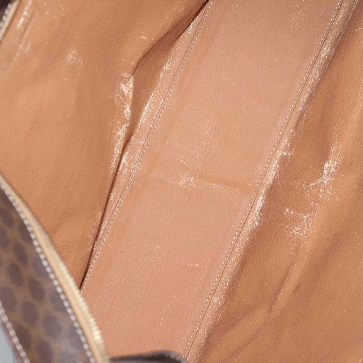 CELINE Macadam Canvas Tote Bag PVC Leather Brown Gold Auth 129707