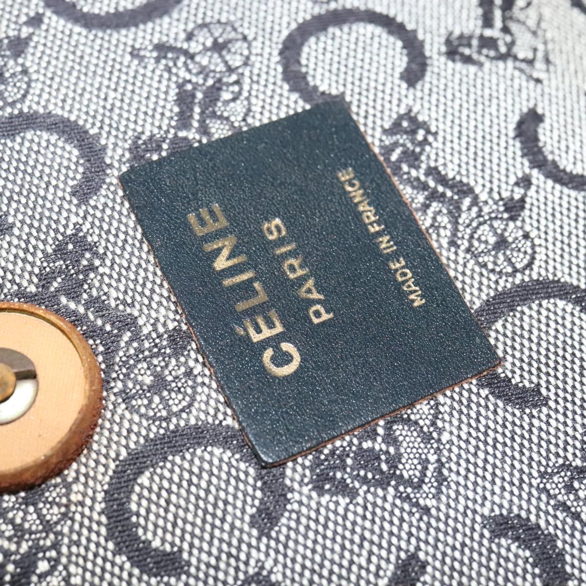 CELINE C Sulky Shoulder Bag Canvas Navy Gold Auth 129708