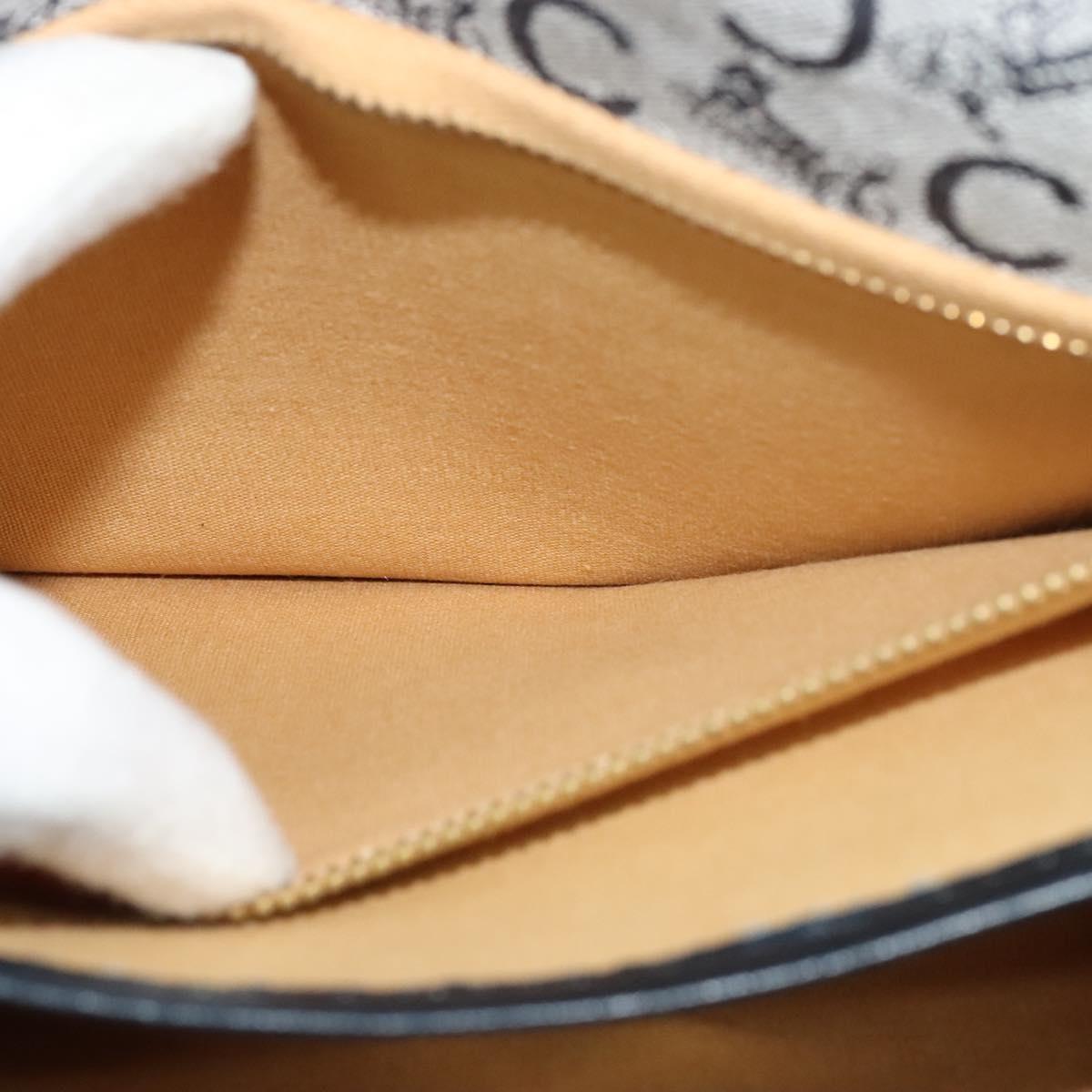 CELINE C Sulky Shoulder Bag Canvas Navy Gold Auth 129708