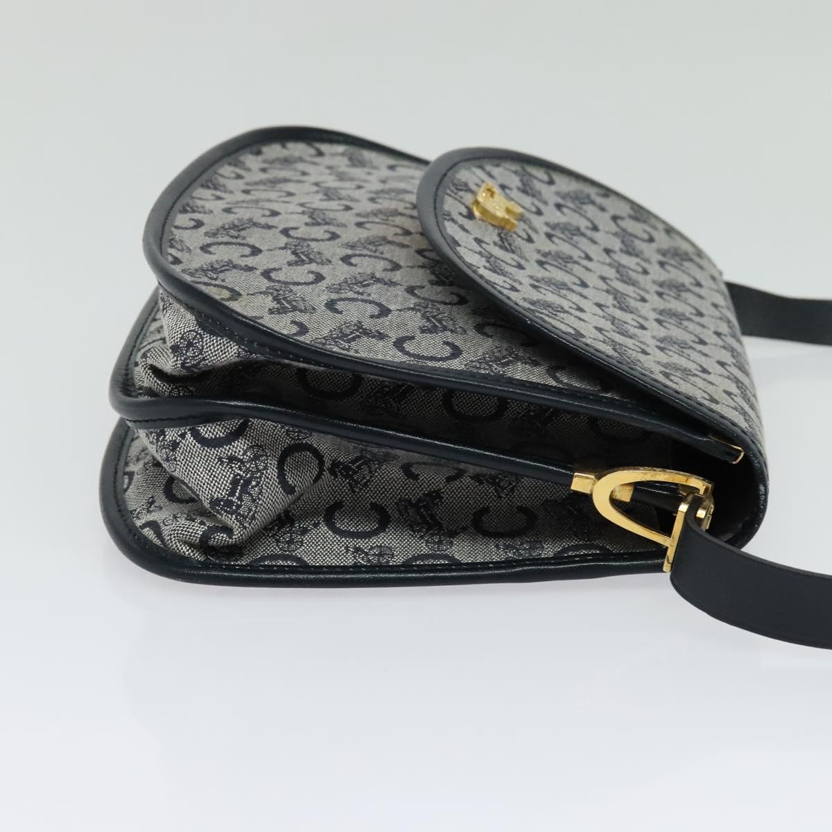 CELINE C Sulky Shoulder Bag Canvas Navy Gold Auth 129708