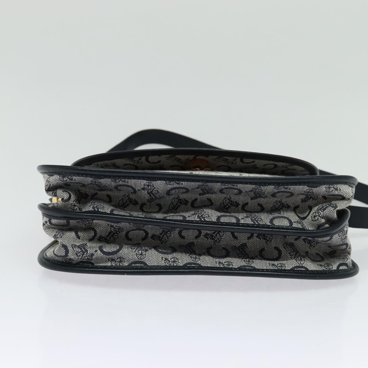 CELINE C Sulky Shoulder Bag Canvas Navy Gold Auth 129708