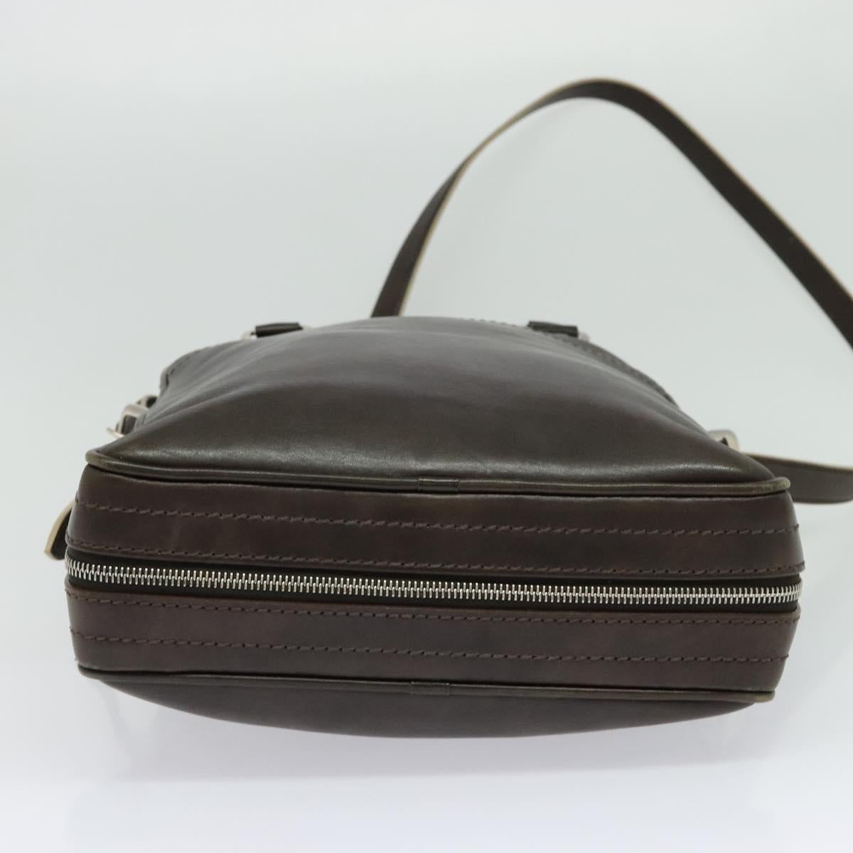 LOUIS VUITTON Cuir Bequia Porte Documents Vertical Bag Dark Brown LV Auth 129732