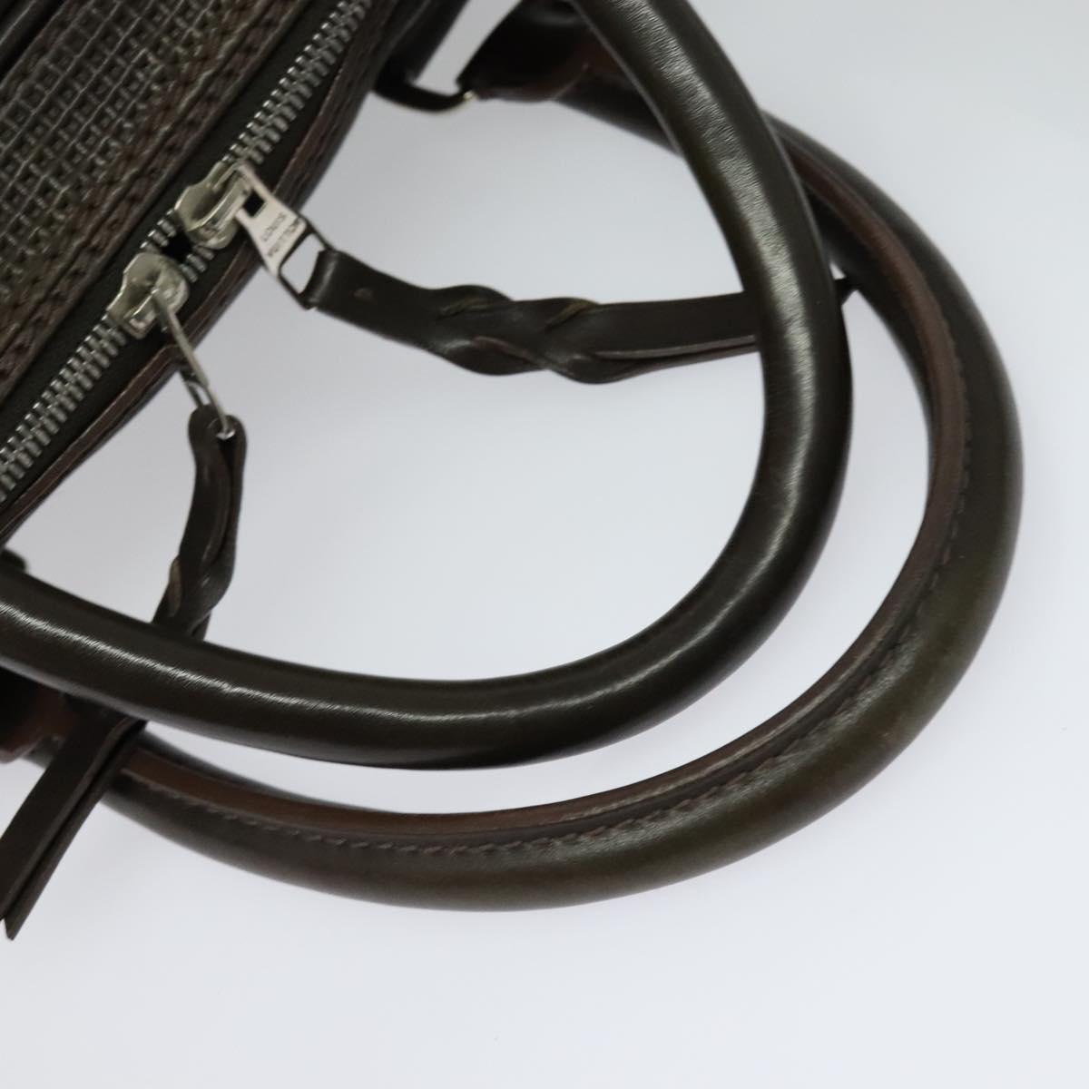 LOUIS VUITTON Cuir Bequia Porte Documents Vertical Bag Dark Brown LV Auth 129732