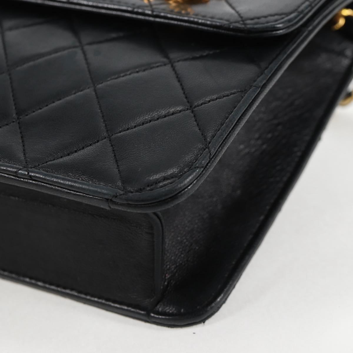 CHANEL Matelasse Chain Shoulder Bag Lamb Skin 2way Black Gold CC Auth 129737SV