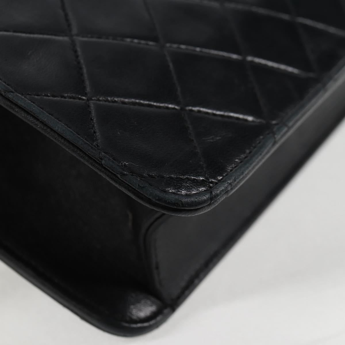 CHANEL Matelasse Chain Shoulder Bag Lamb Skin 2way Black Gold CC Auth 129737SV