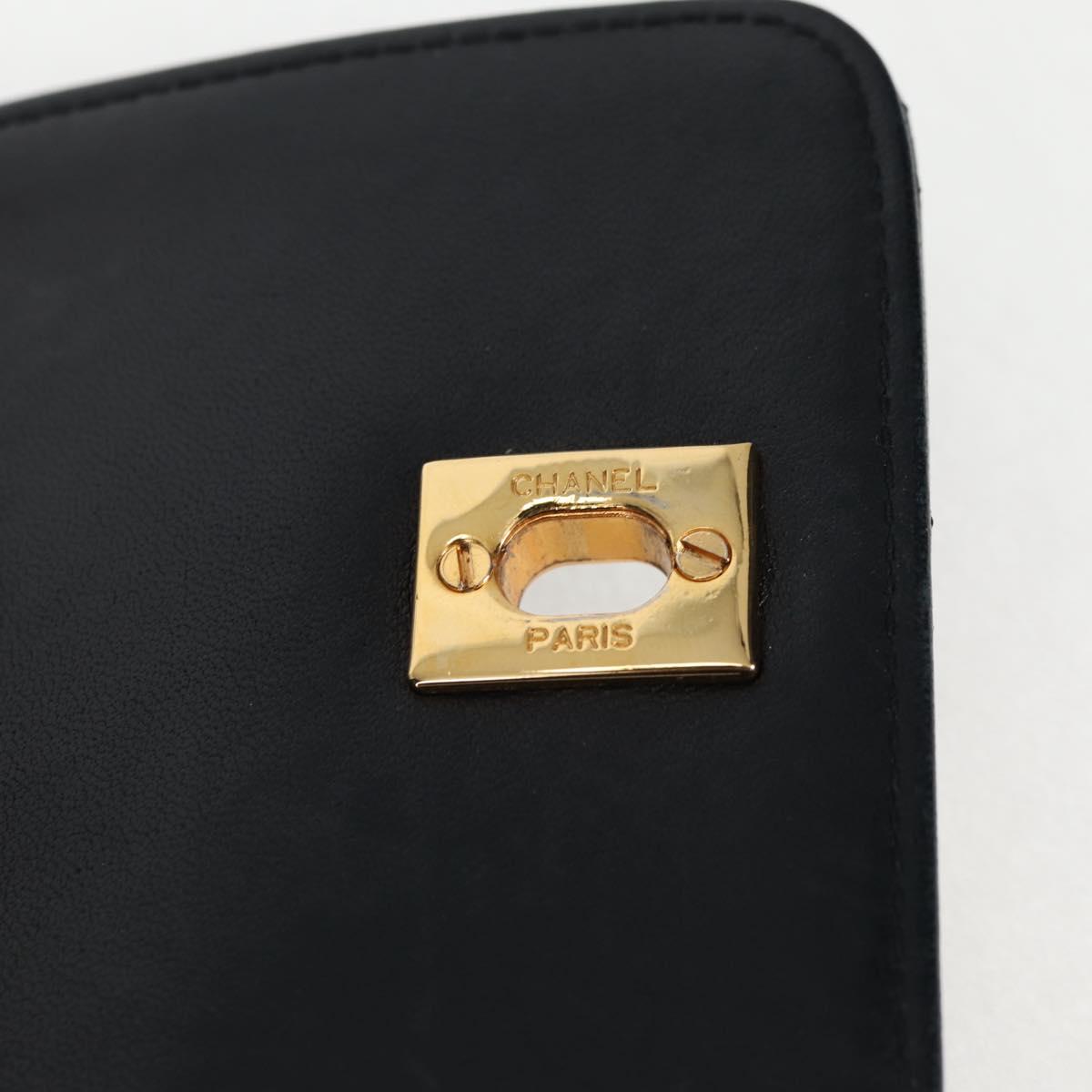 CHANEL Matelasse Chain Shoulder Bag Lamb Skin 2way Black Gold CC Auth 129737SV