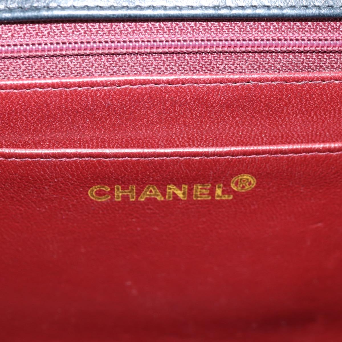 CHANEL Matelasse Chain Shoulder Bag Lamb Skin 2way Black Gold CC Auth 129737SV