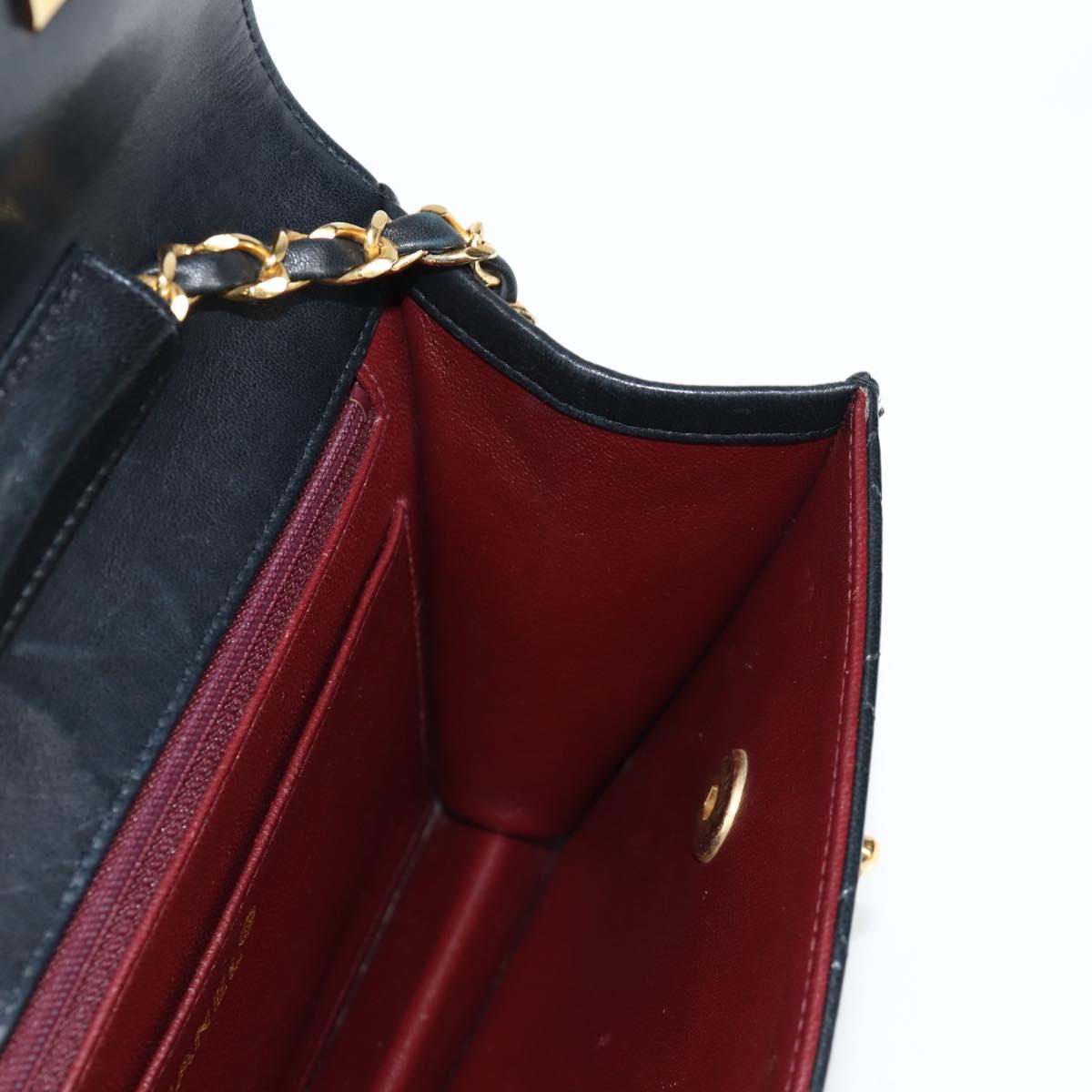 CHANEL Matelasse Chain Shoulder Bag Lamb Skin 2way Black Gold CC Auth 129737SV