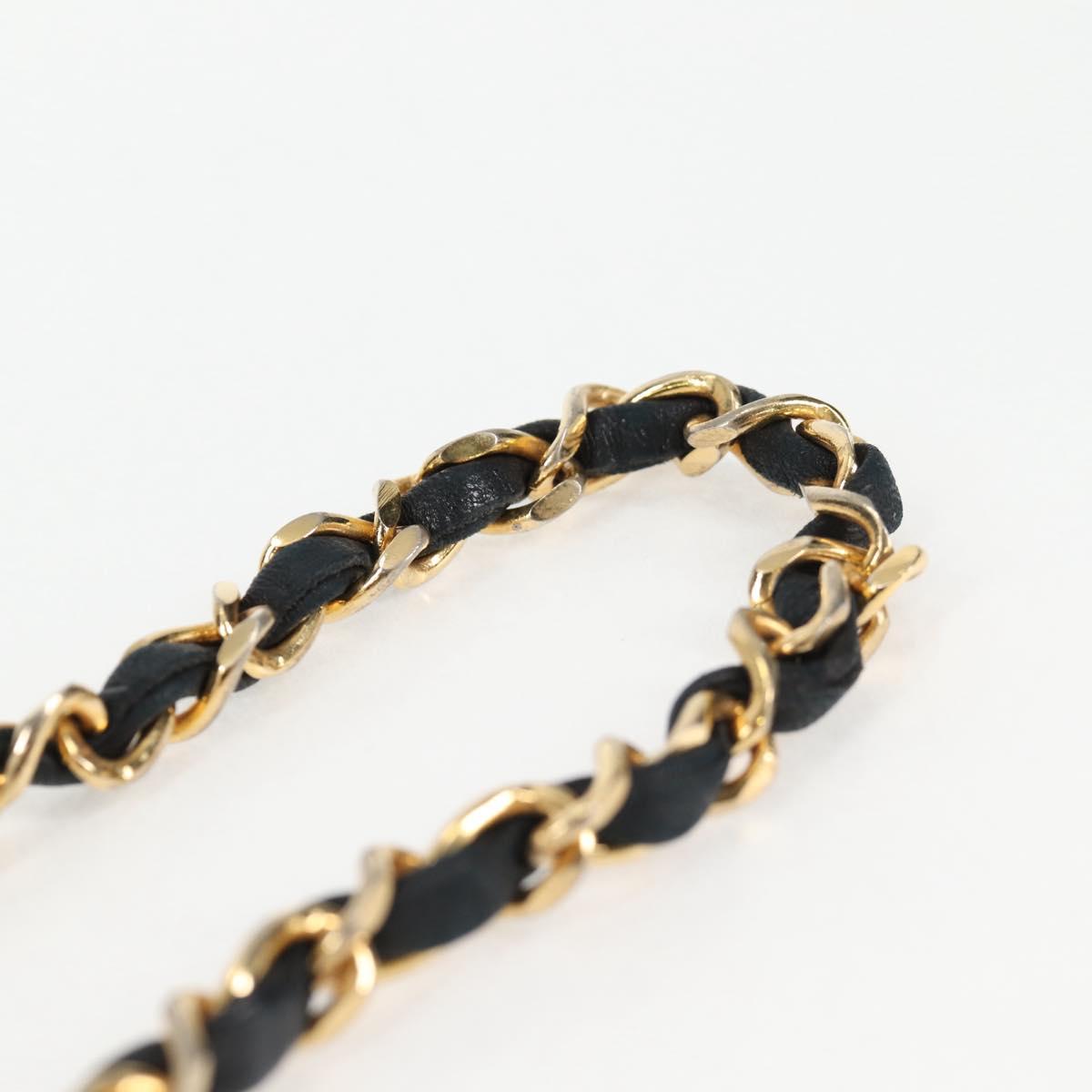 CHANEL Matelasse Chain Shoulder Bag Lamb Skin 2way Black Gold CC Auth 129737SV