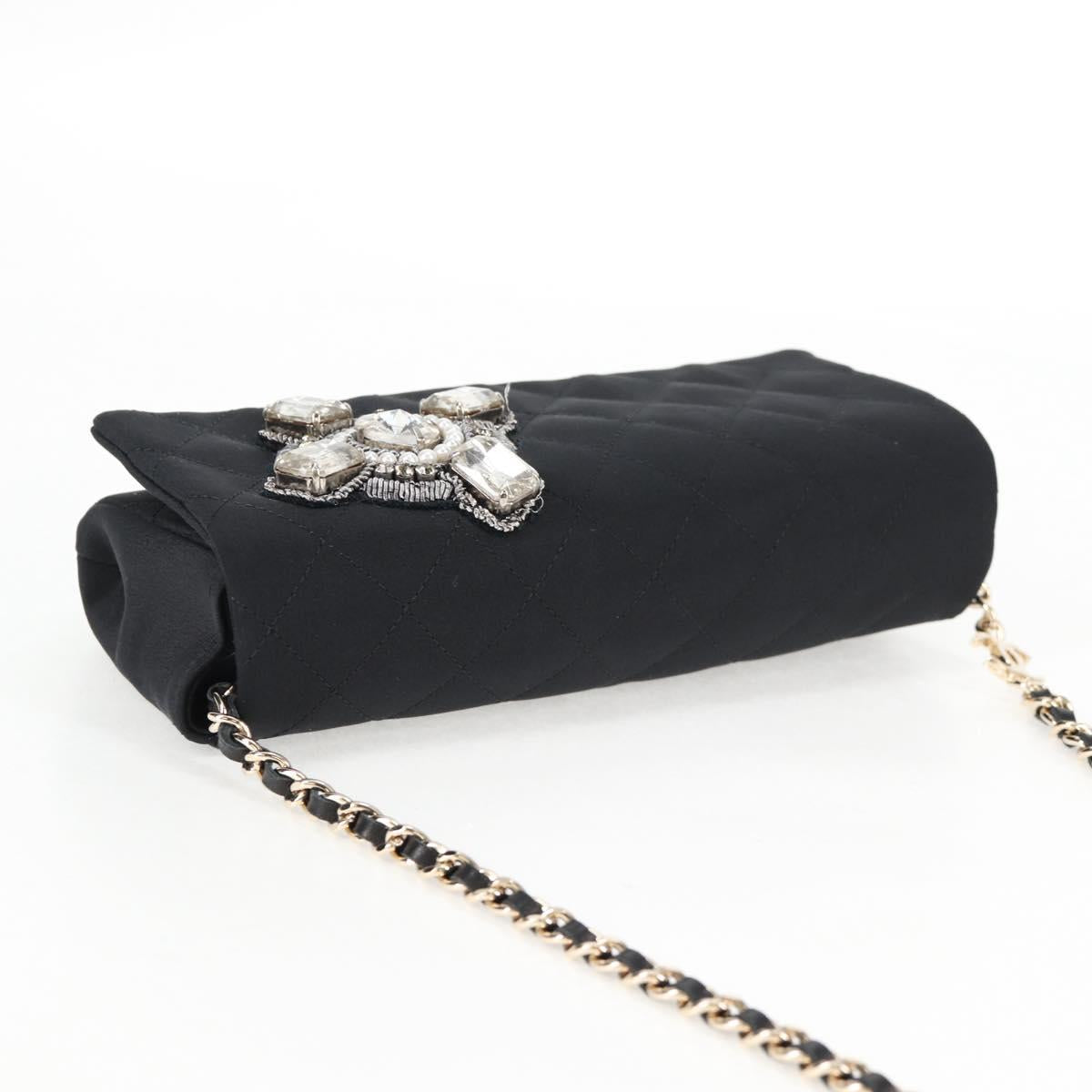 CHANEL Matelasse Chain Shoulder Bag Nylon Black CC Auth 129738V