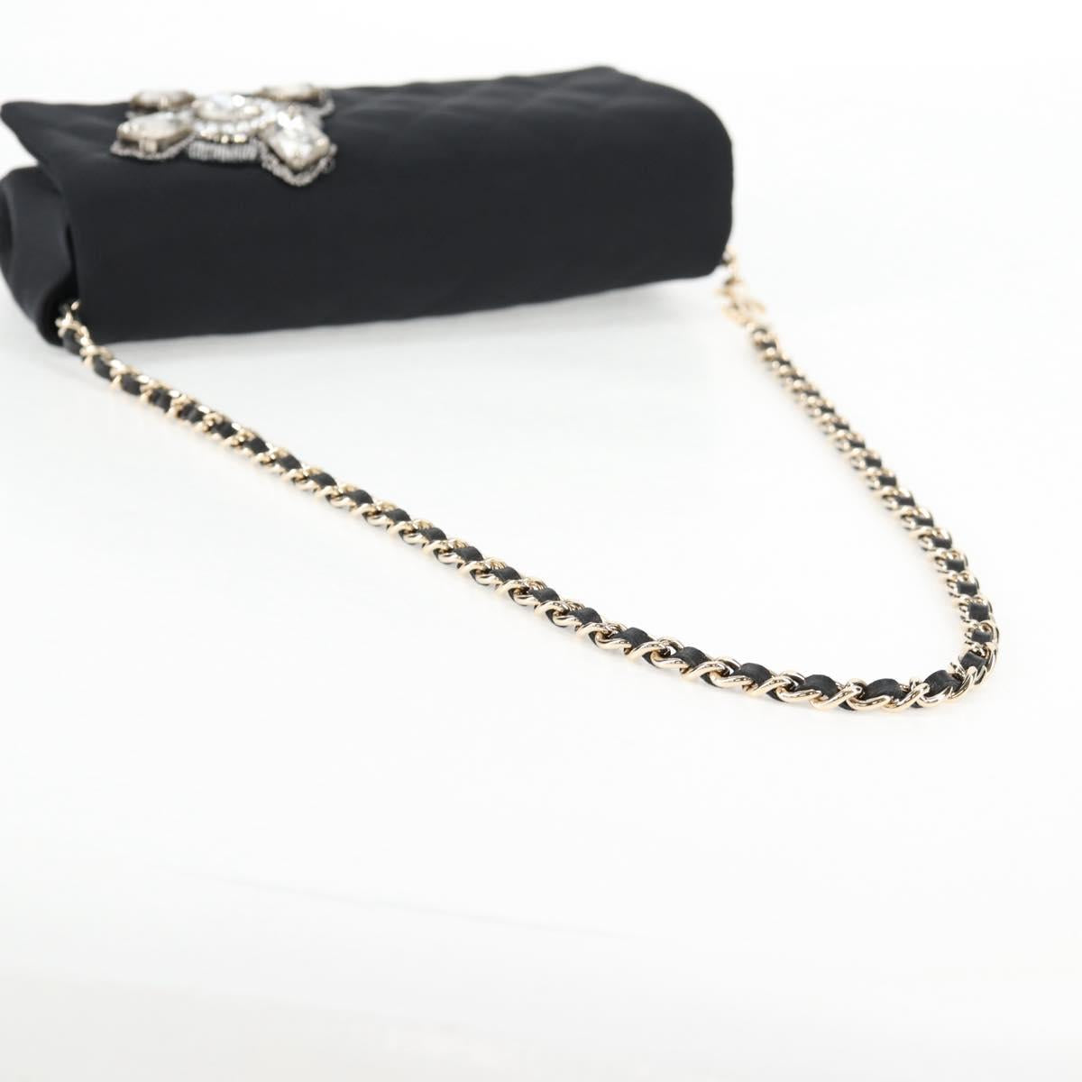 CHANEL Matelasse Chain Shoulder Bag Nylon Black CC Auth 129738V