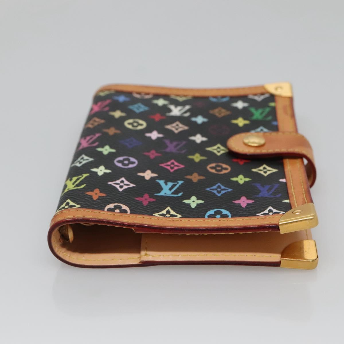 LOUIS VUITTON Multicolor Agenda PM Day Planner Cover Black R20895 Auth 129749