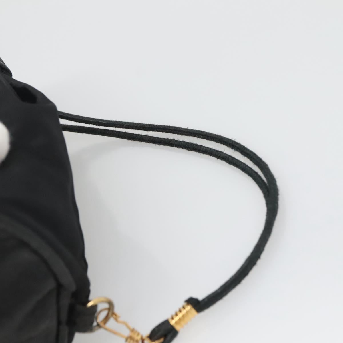 CELINE Pouch Nylon Black Gold Auth 129752