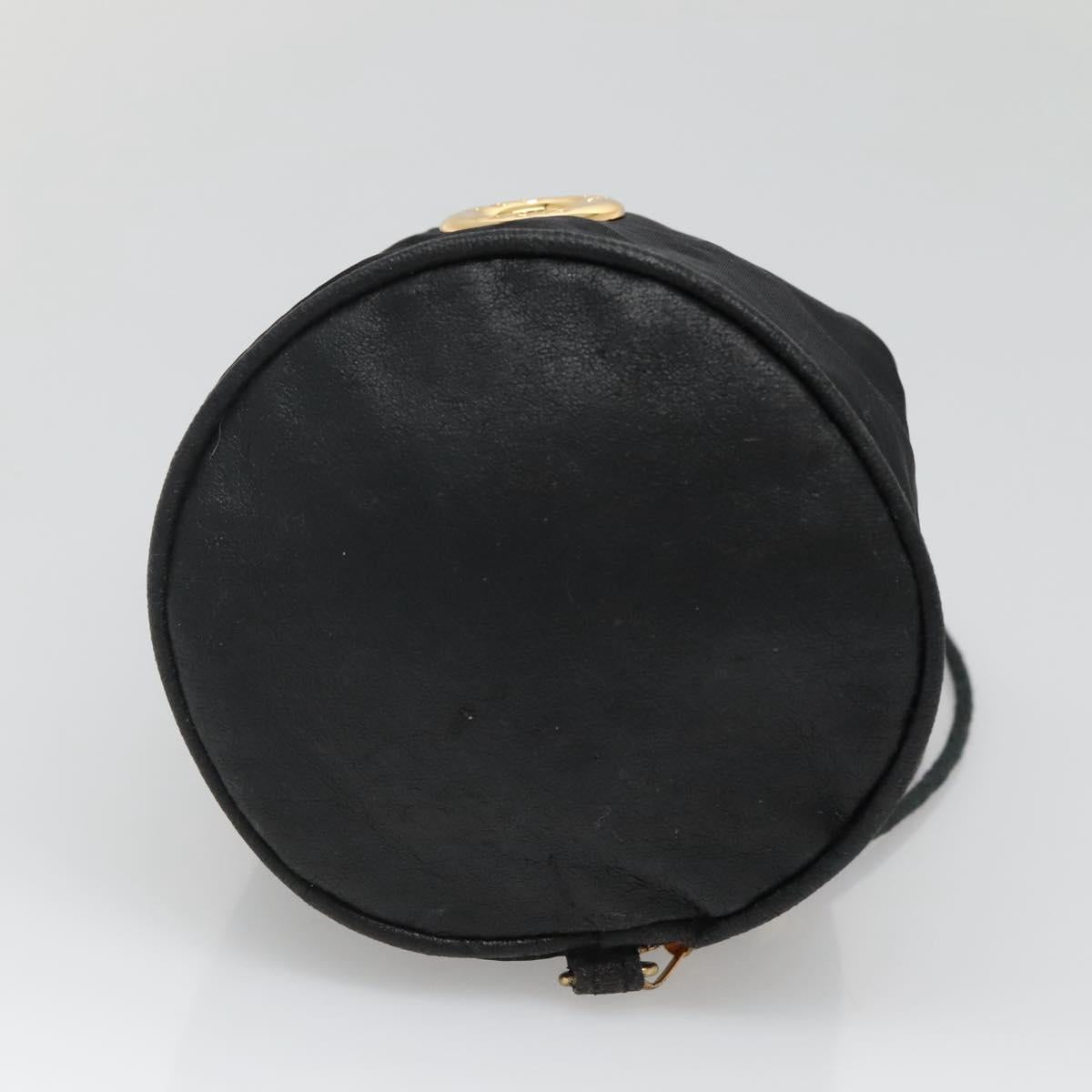 CELINE Pouch Nylon Black Gold Auth 129752