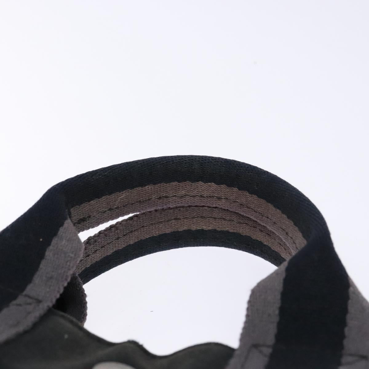 HERMES Fourre Tout PM Hand Bag Canvas Black Gray Silver Auth 129762