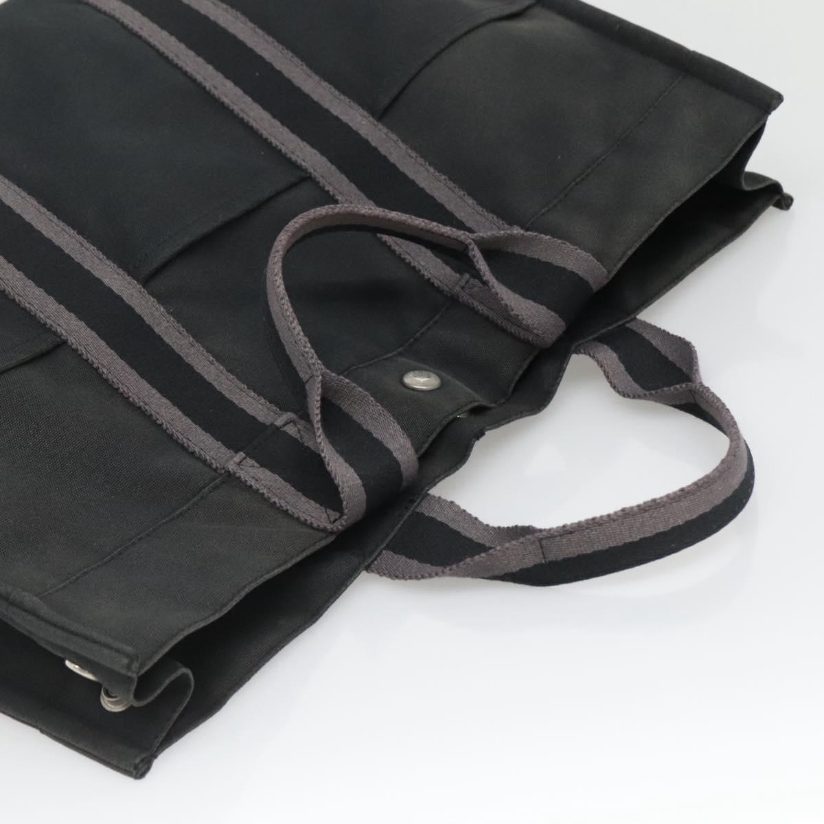 HERMES Fourre Tout MM Hand Bag Canvas Black Auth 129764
