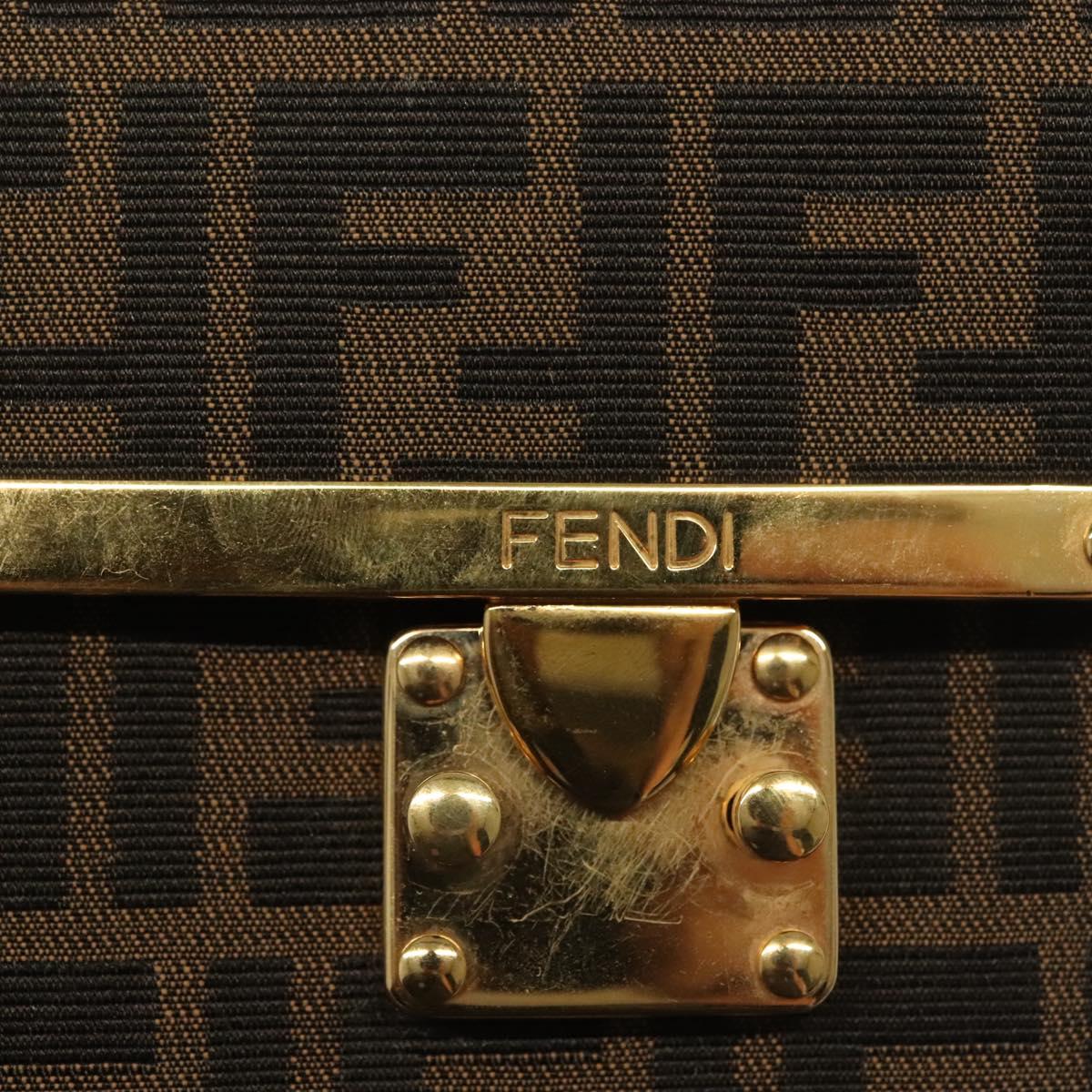 FENDI Zucca Canvas Shoulder Bag Black Brown Auth 129768