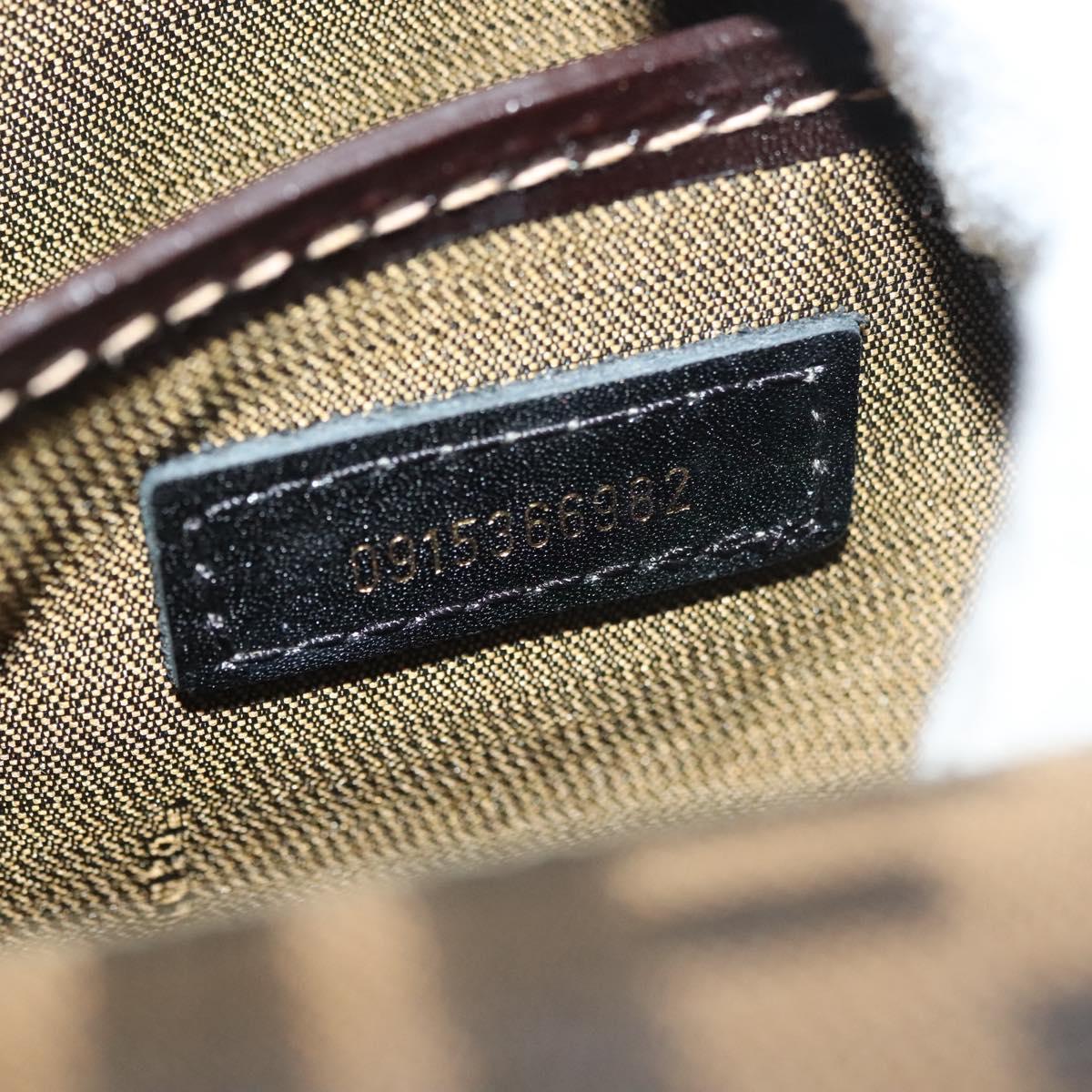 FENDI Zucca Canvas Shoulder Bag Black Brown Auth 129768