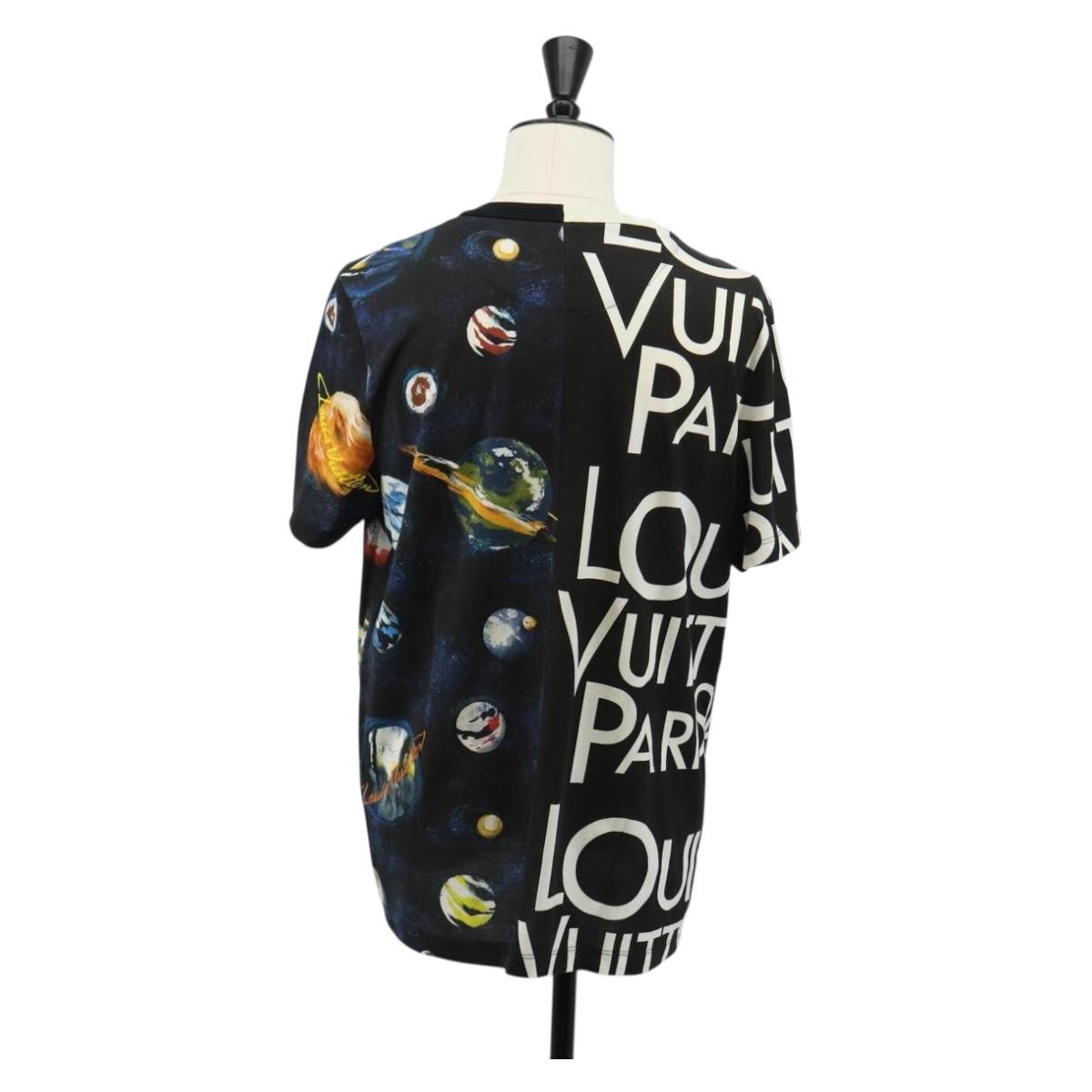 LOUIS VUITTON Short Sleeved T-shirt Cotton Black LV Auth 129780M