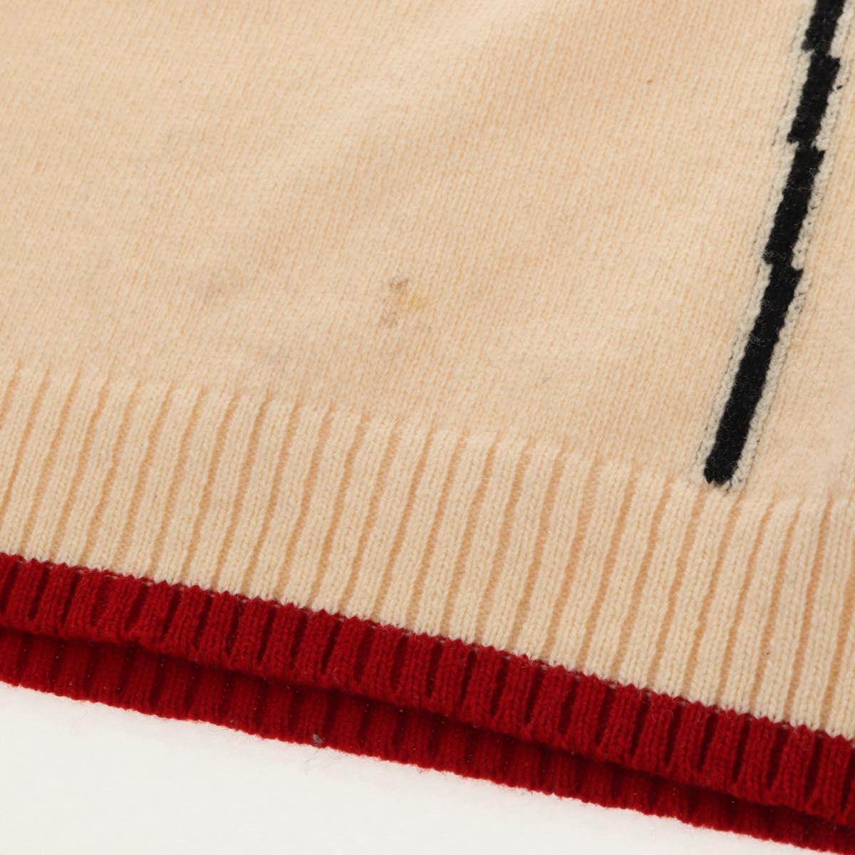 CHANEL Sweater Wool Beige Red black CC Auth 129782M