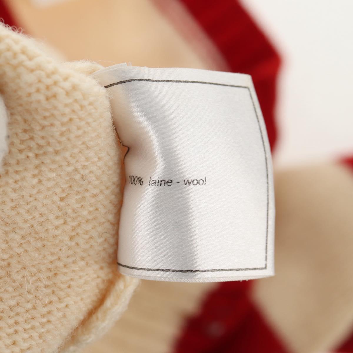 CHANEL Sweater Wool Beige Red black CC Auth 129782M