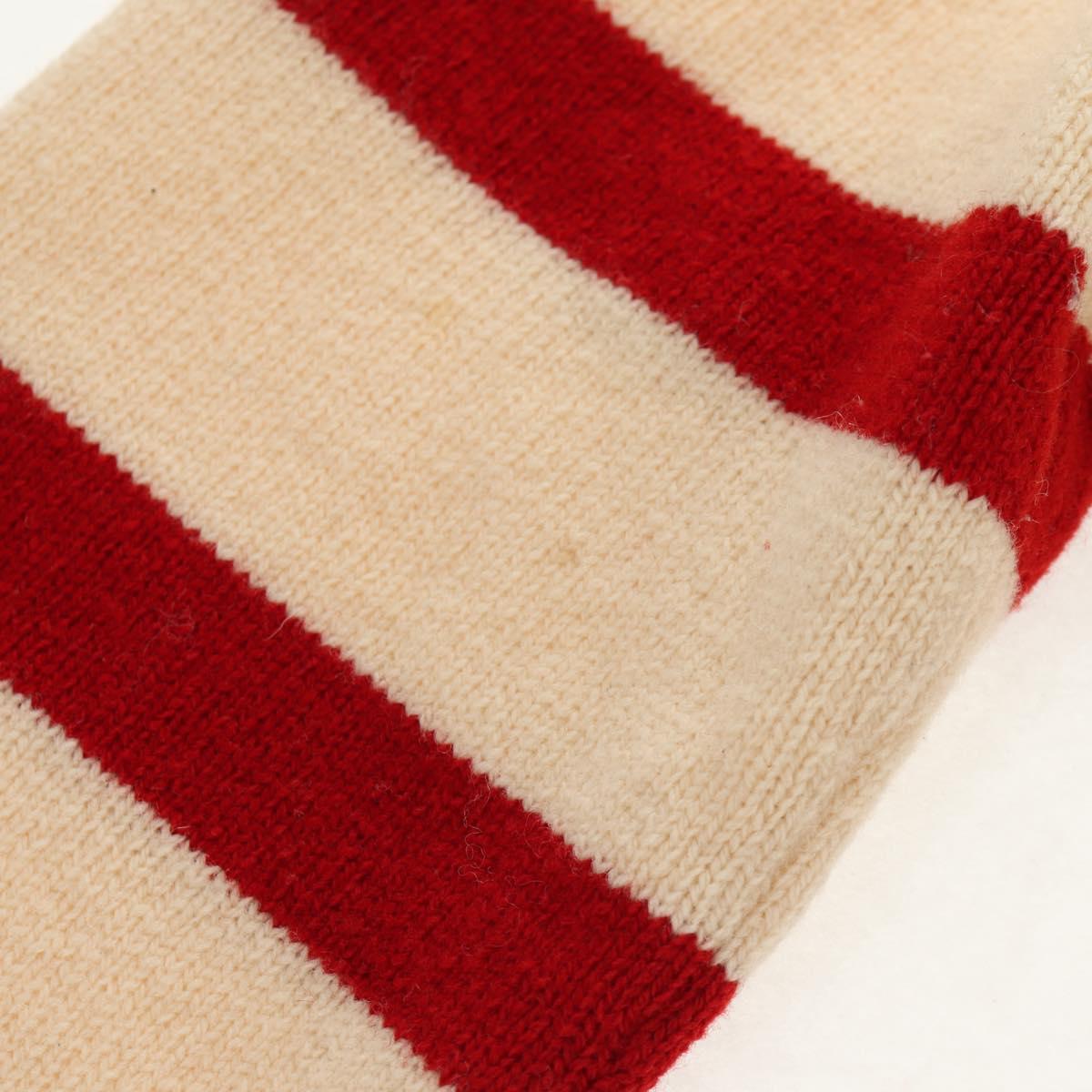 CHANEL Sweater Wool Beige Red black CC Auth 129782M